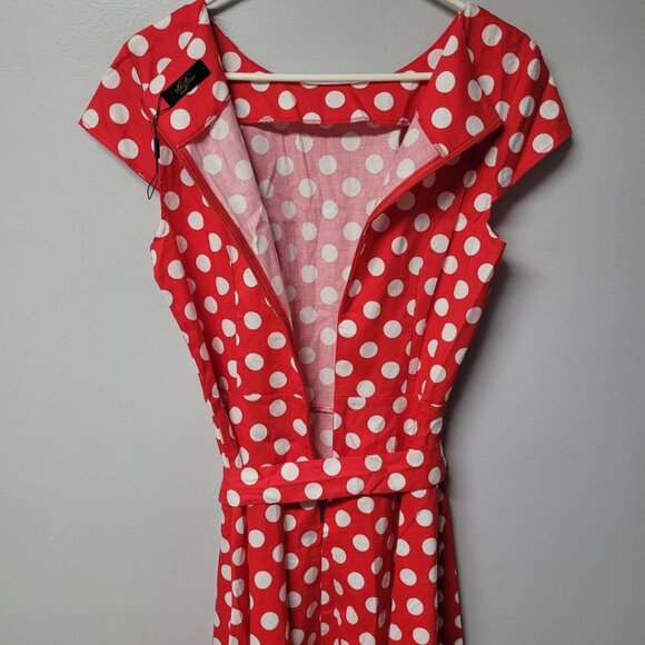 Dressy Star Red Polkadot Minnie Mouse Lucille Ball Lucy Costume Womens Large Tie - Picture 6 of 8
